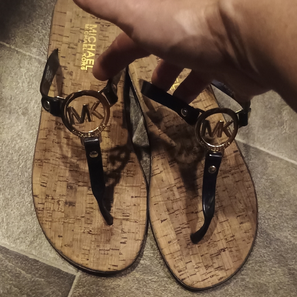 Michael Kors Black and Gold Ladies Sandals